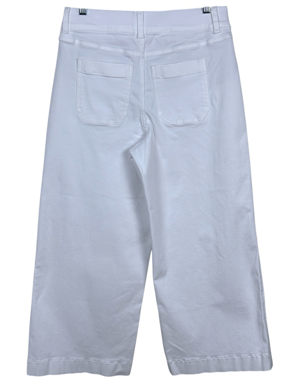 SPANX Supersmooth White Stretch Twill Cropped Wide Leg Pants Patch Pockets L - Picture 9 of 16